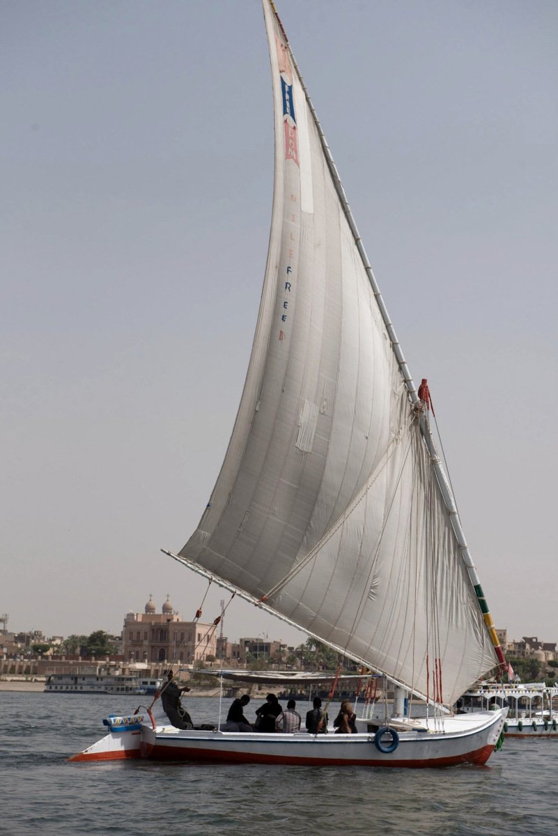 A felucca under its tall triangular sail