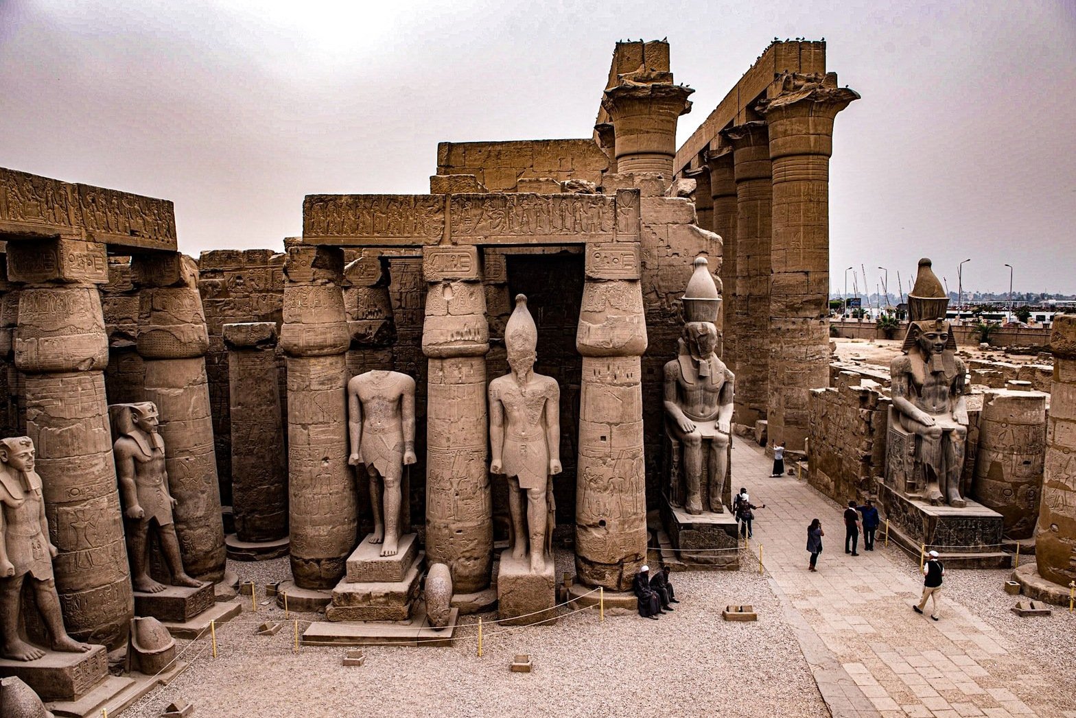 Statues beside the courtyard colonnade