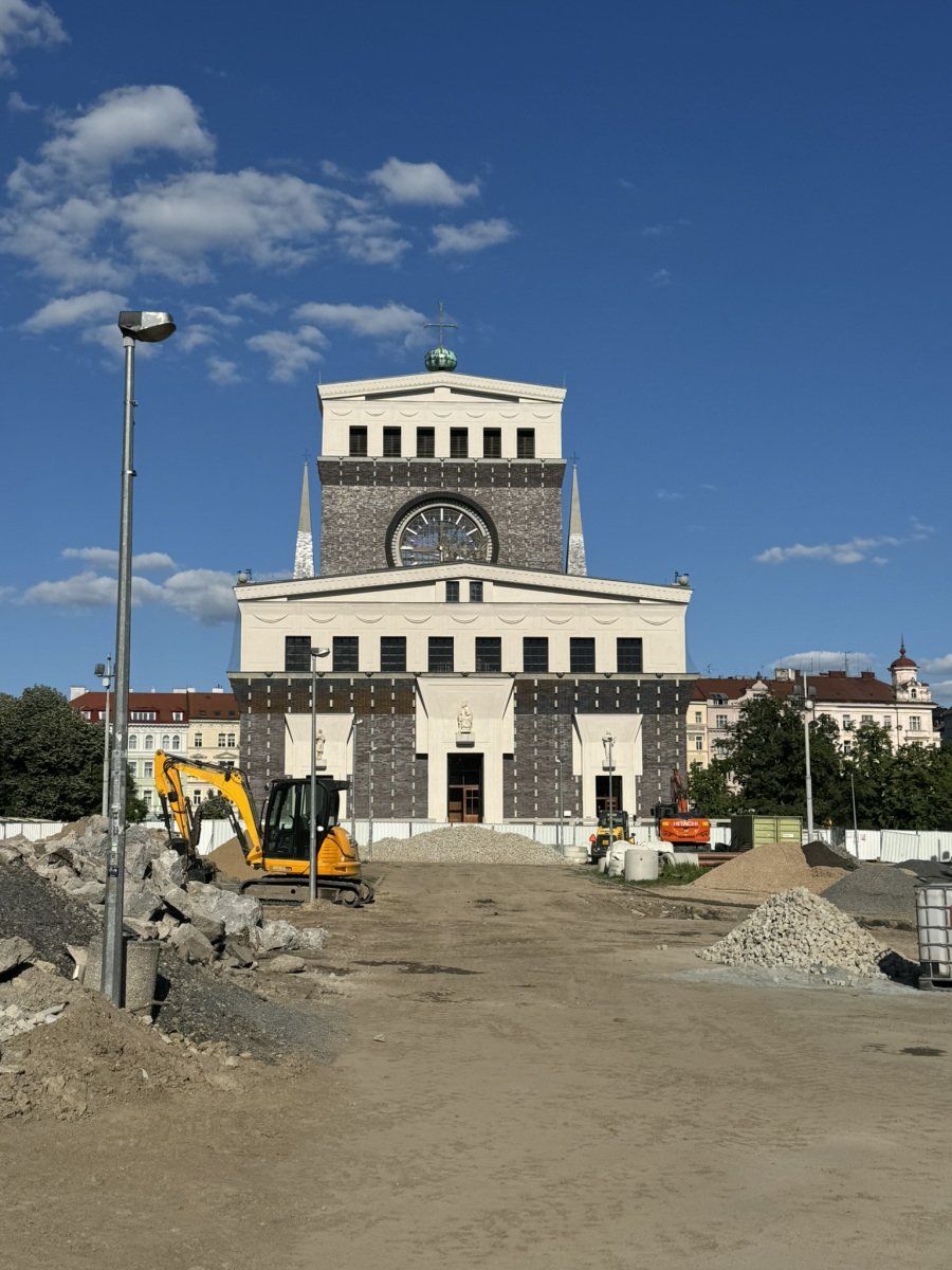 Church of the Most Sacred Heart of Our Lord with construction in the foreground
